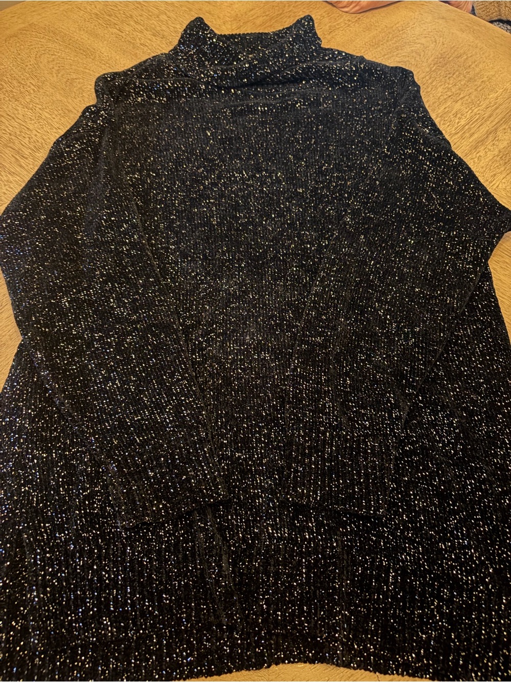 525 America Black Sparkle Turtleneck Sweater